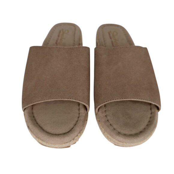 Skechers Suede Taupe Espadrilles Open Back Slip On Slide Sandal NWOT (8) - Picture 7 of 15